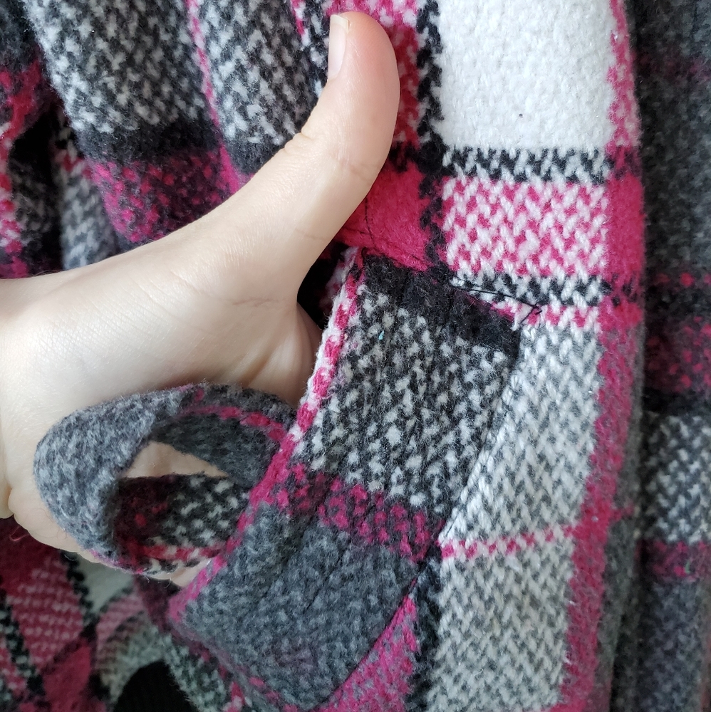 ambiance apparel Multicolored Plaid Knit Zip-up Winter Bomber Jacket Coat - Picture 4 of 16